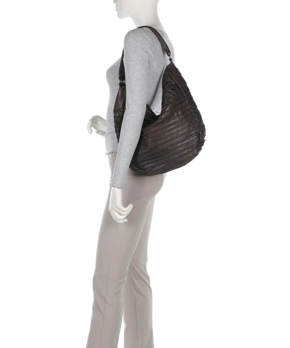 Bestseller Beuteltasche genarbtes Leder dunkelbraun