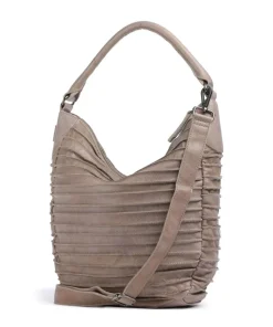 Bestseller Beuteltasche genarbtes Leder taupe