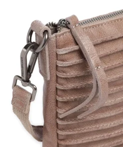 Bestseller Riffel Umhängetasche genarbtes Leder taupe
