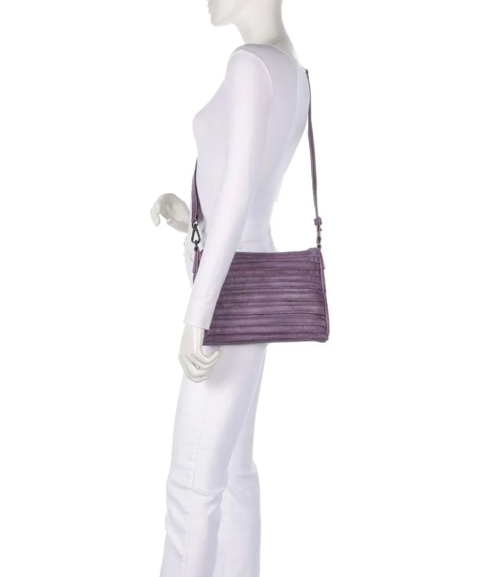 Bestseller Riffel Umhängetasche genarbtes Leder lavendel