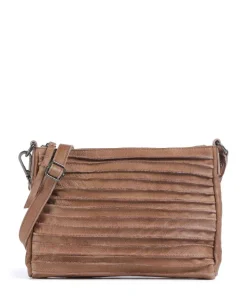 Bestseller Riffel Umhängetasche genarbtes Leder karamellbraun