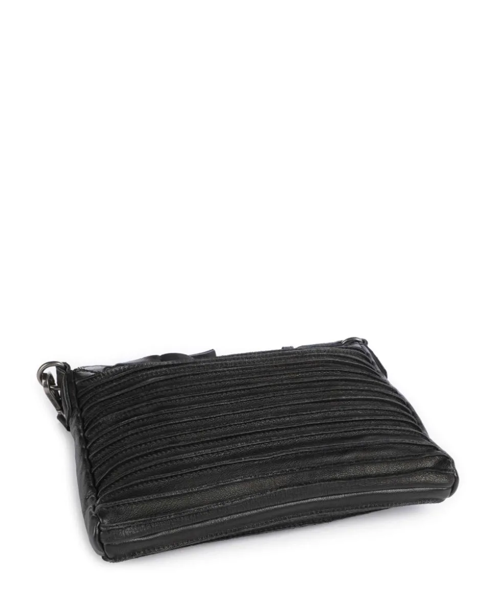 Bestseller Riffel Umhängetasche genarbtes Leder schwarz