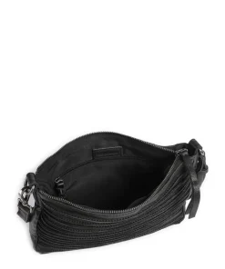 Bestseller Riffel Umhängetasche genarbtes Leder schwarz