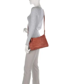 Bestseller Riffel Umhängetasche genarbtes Leder orange