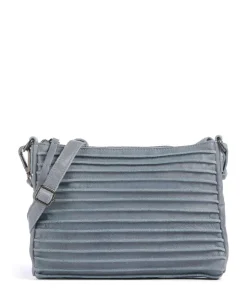 Bestseller Riffel Umhängetasche genarbtes Leder blaugrau