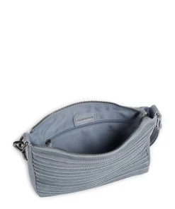 Bestseller Riffel Umhängetasche genarbtes Leder blaugrau