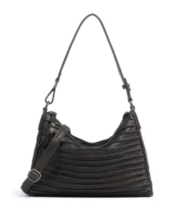 Bestseller Riffel Umhängetasche genarbtes Leder dunkelbraun