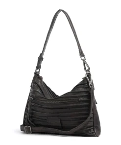 Bestseller Riffel Umhängetasche genarbtes Leder dunkelbraun