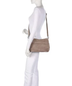 Bestseller Umhängetasche genarbtes Leder taupe