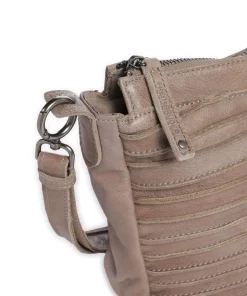 Bestseller Umhängetasche genarbtes Leder taupe