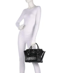 Betty Embossed Croc Medium Handtasche geprägtes Kalbsleder schwarz