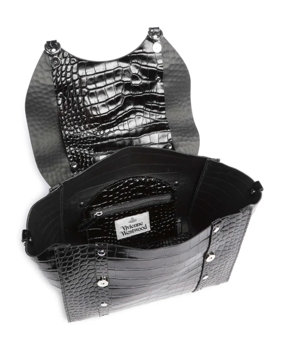 Betty Embossed Croc Medium Handtasche geprägtes Kalbsleder schwarz