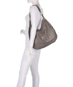 Beuteltasche fein genarbtes Rindsleder grau