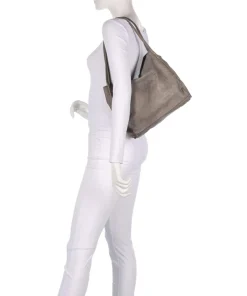 Beuteltasche fein genarbtes Rindsleder grau