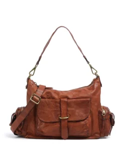 Beuteltasche genarbtes Rindsleder cognac