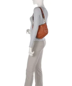 Beuteltasche genarbtes Rindsleder cognac