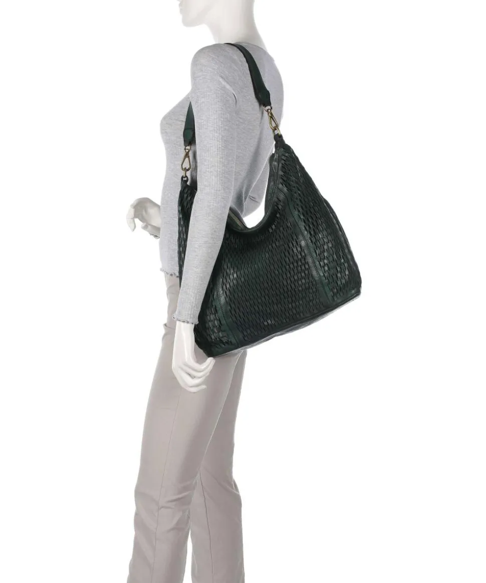 Beuteltasche genarbtes Rindsleder dunkelgrün