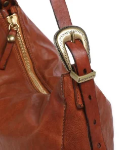 Beuteltasche genarbtes Rindsleder cognac