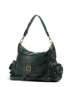 Beuteltasche genarbtes Rindsleder dunkelgrün