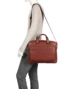 Black Square Aktentasche 15″ genarbtes Leder tabak