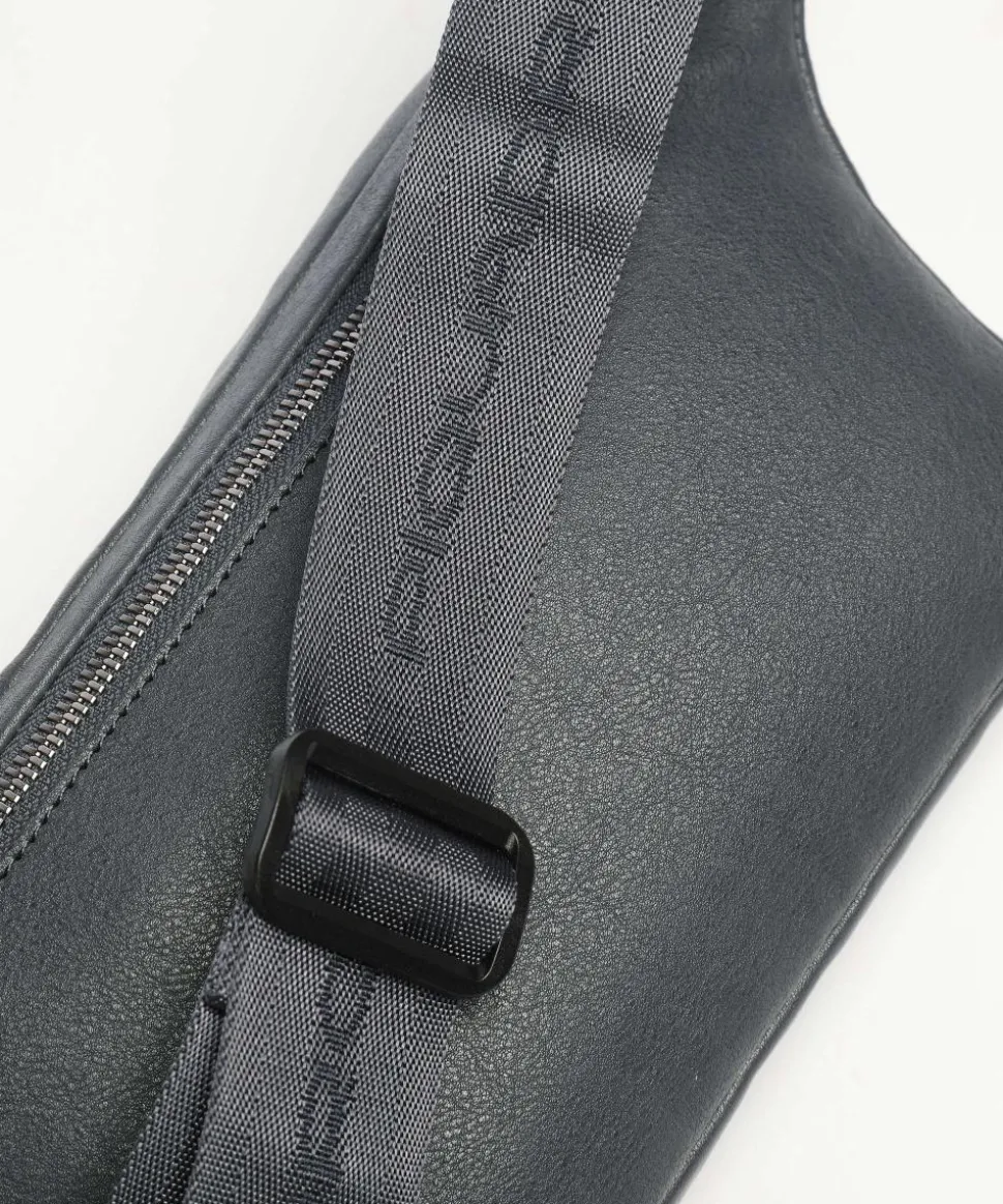 Black Square Gürteltasche genarbtes Rindsleder blaugrau