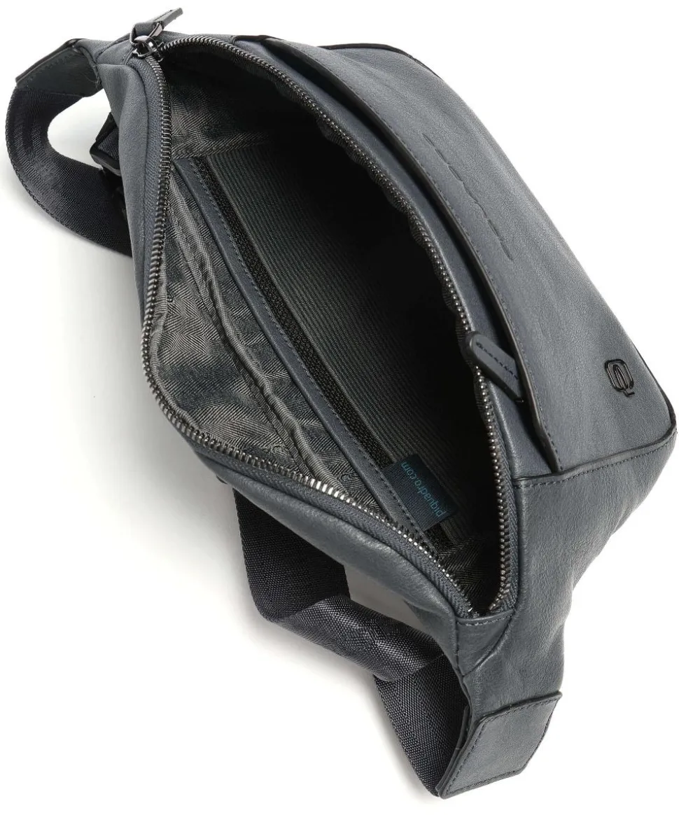 Black Square Gürteltasche genarbtes Rindsleder blaugrau