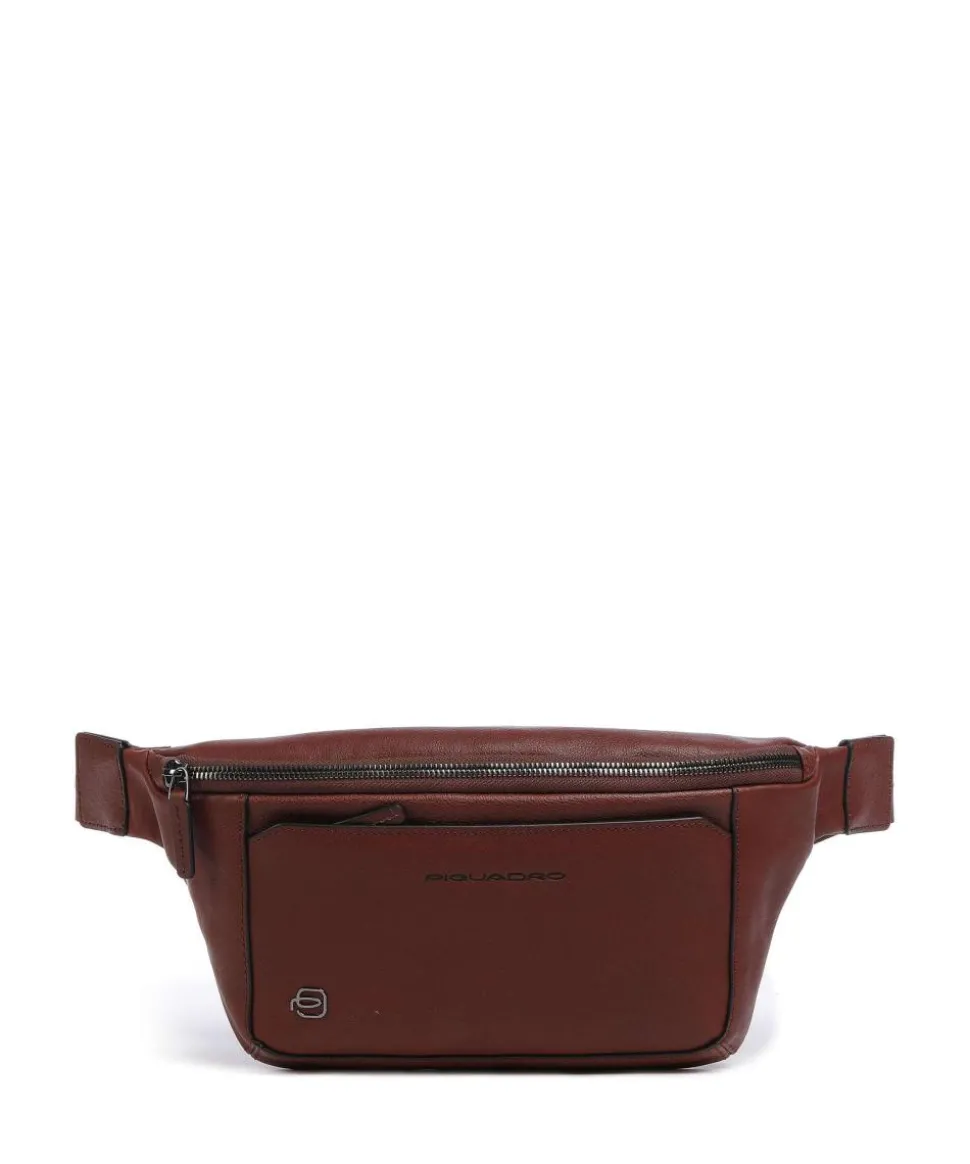 Black Square Gürteltasche genarbtes Rindsleder braun