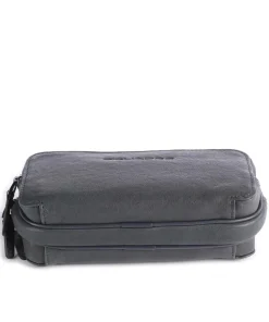 Black Square Handgelenktasche Leder, fein genarbtes Leder dunkelblau