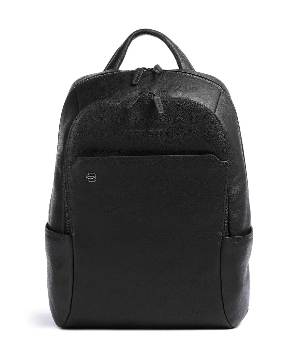 Black Square Laptop-Rucksack 14″ genarbtes Leder schwarz