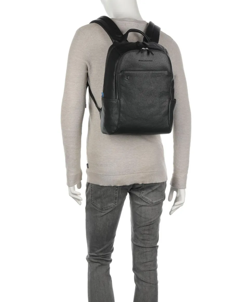 Black Square Laptop-Rucksack 14″ genarbtes Leder schwarz