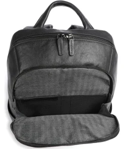 Black Square Laptop-Rucksack 14″ genarbtes Leder schwarz