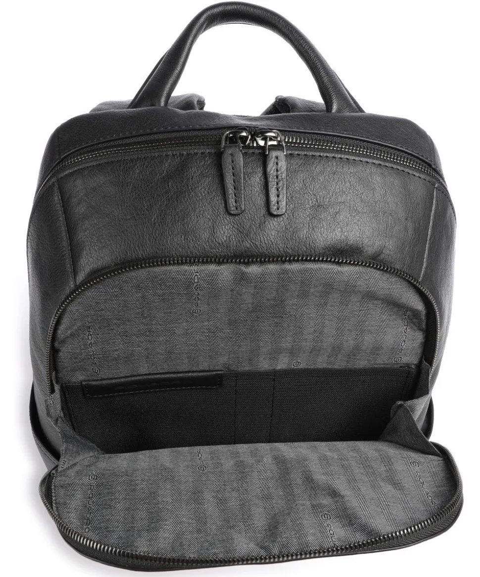 Black Square Laptop-Rucksack 14″ genarbtes Leder schwarz