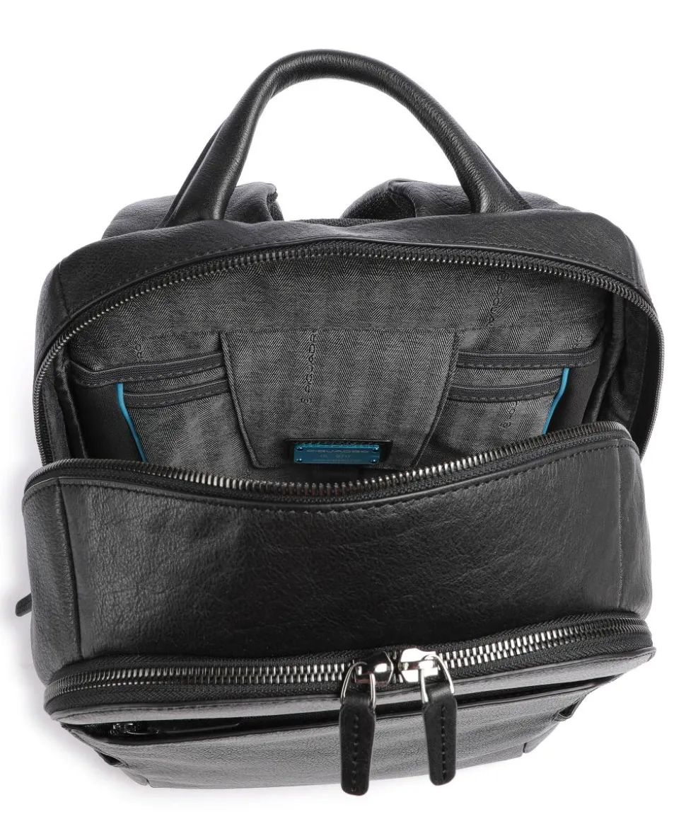Black Square Laptop-Rucksack 14″ genarbtes Leder schwarz