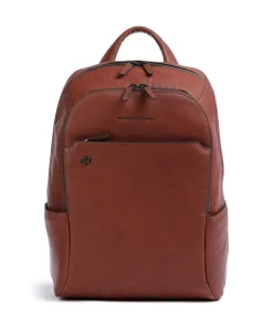 Black Square Laptop-Rucksack 14″ genarbtes Leder cognac