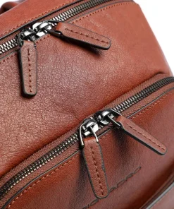 Black Square Laptop-Rucksack 14″ genarbtes Leder cognac