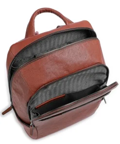 Black Square Laptop-Rucksack 14″ genarbtes Leder cognac