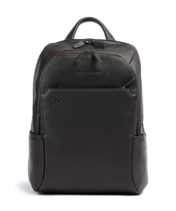 Black Square Laptop-Rucksack 14″ genarbtes Leder dunkelbraun