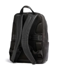 Black Square Laptop-Rucksack 14″ genarbtes Leder dunkelbraun