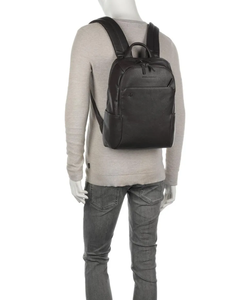 Black Square Laptop-Rucksack 14″ genarbtes Leder dunkelbraun