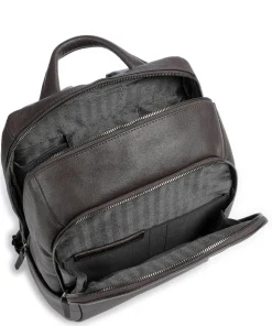 Black Square Laptop-Rucksack 14″ genarbtes Leder dunkelbraun