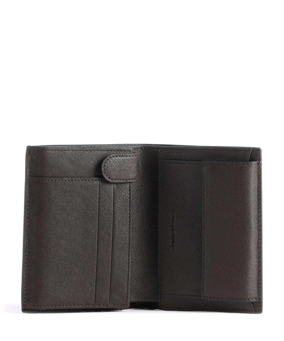 Black Square RFID Geldbörse genarbtes Rindsleder dunkelbraun