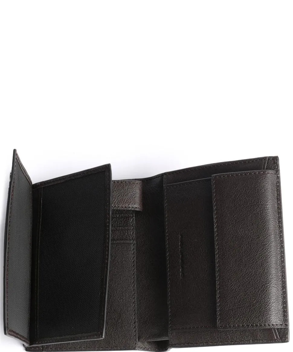 Black Square RFID Geldbörse genarbtes Rindsleder dunkelbraun