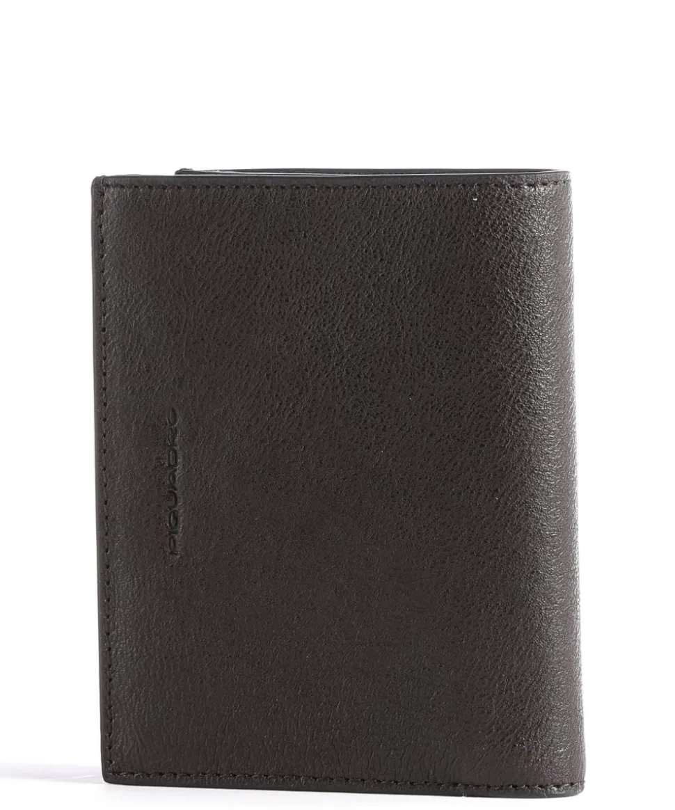 Black Square RFID Geldbörse genarbtes Rindsleder dunkelbraun