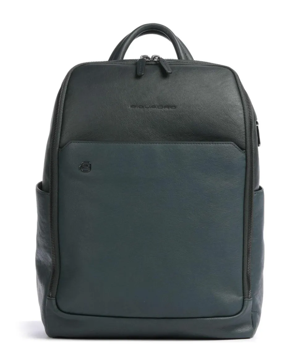 Black Square Rucksack 14″ fein genarbtes Rindsleder dunkelgrün