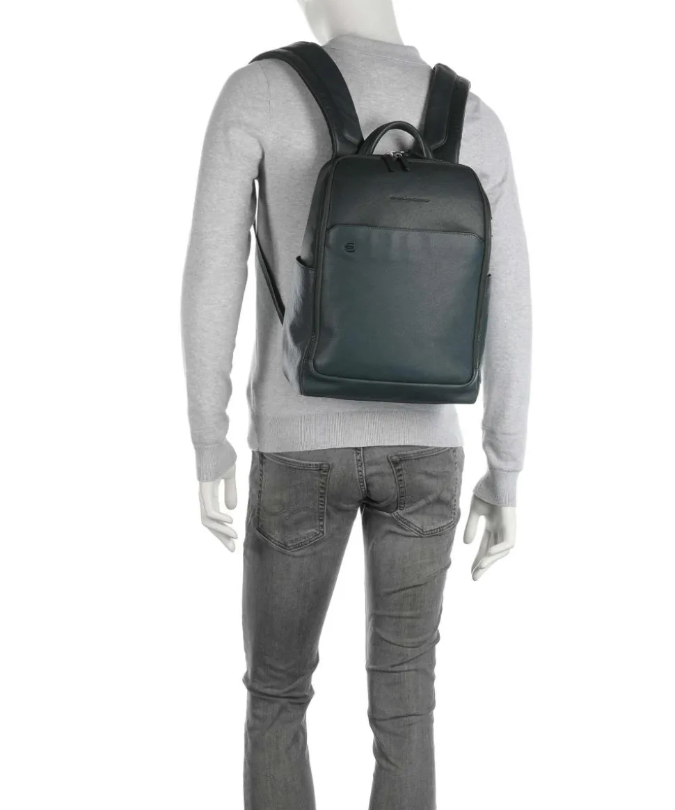 Black Square Rucksack 14″ fein genarbtes Rindsleder dunkelgrün