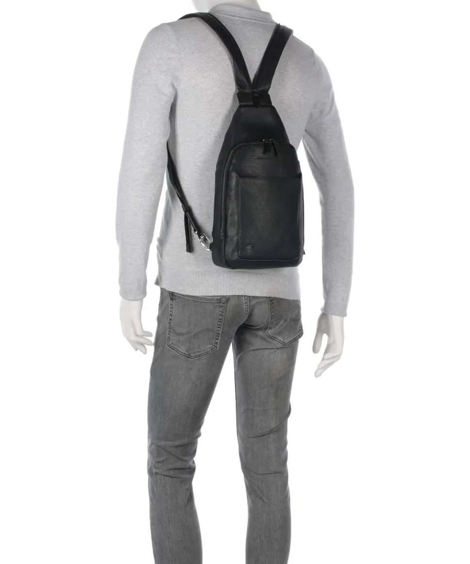 Black Square Slingbag fein genarbtes Rindsleder schwarz