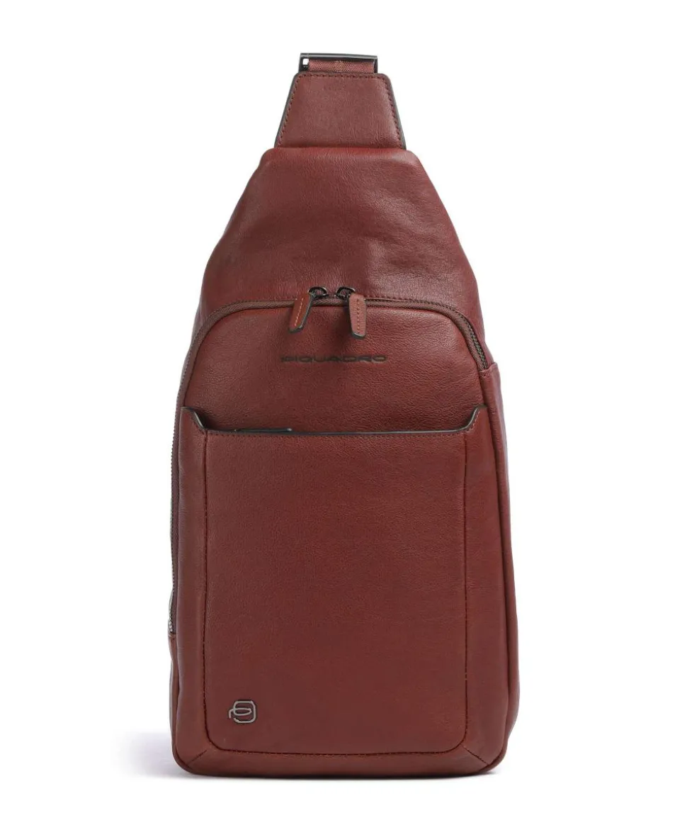 Black Square Slingbag fein genarbtes Rindsleder tabak