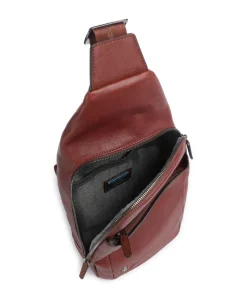 Black Square Slingbag fein genarbtes Rindsleder tabak