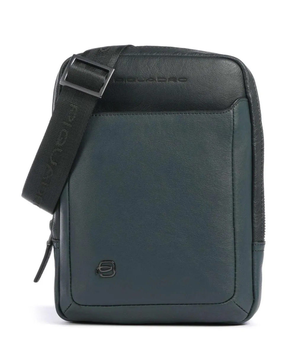 Black Square Umhängetasche genarbtes Rindsleder dunkelgrün