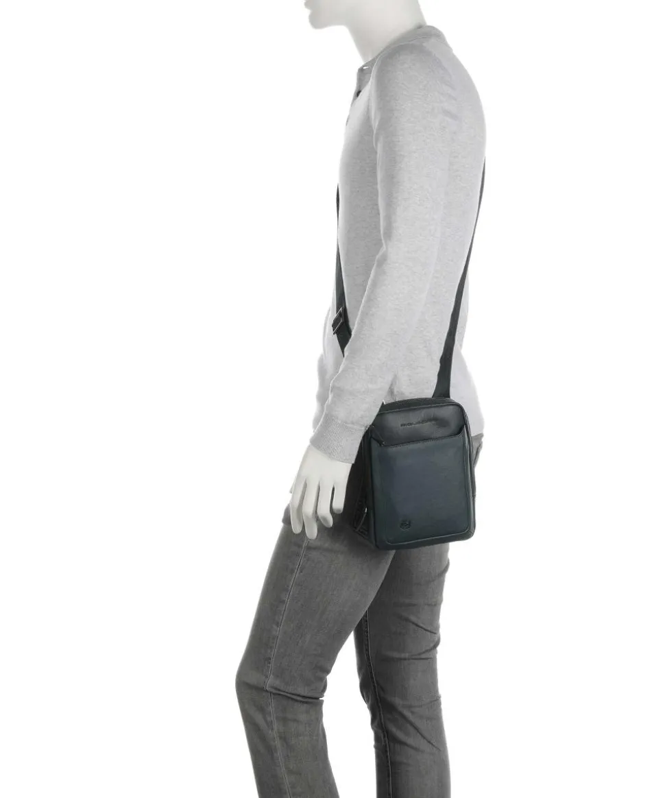 Black Square Umhängetasche genarbtes Rindsleder dunkelgrün